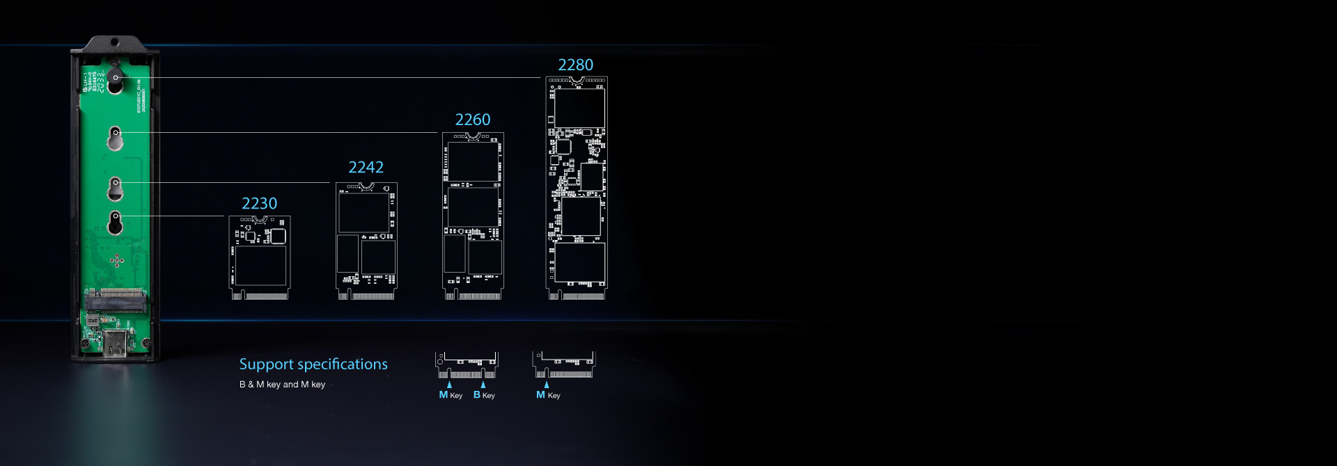 Compatible with M.2 NVMe PCIe SSD Compatible with M.2 NVMe PCIe SSD